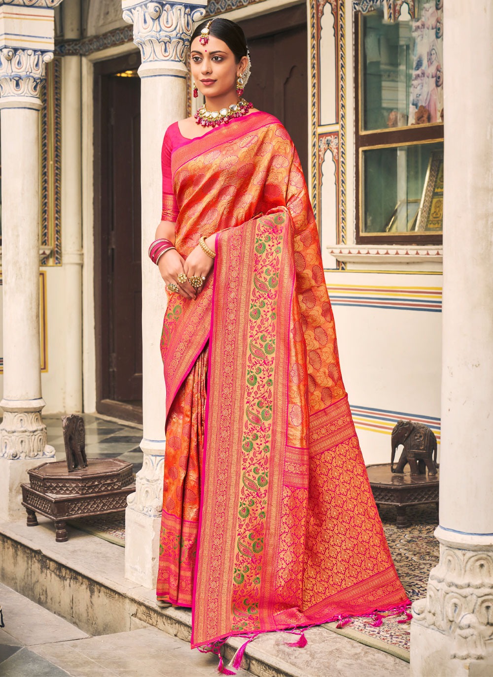 sangam print saachi silk silk gorgeous look saree catalog