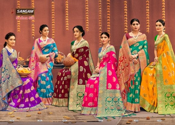 sangam print sadhna silk Banarasi Silk elegant look saree catalog