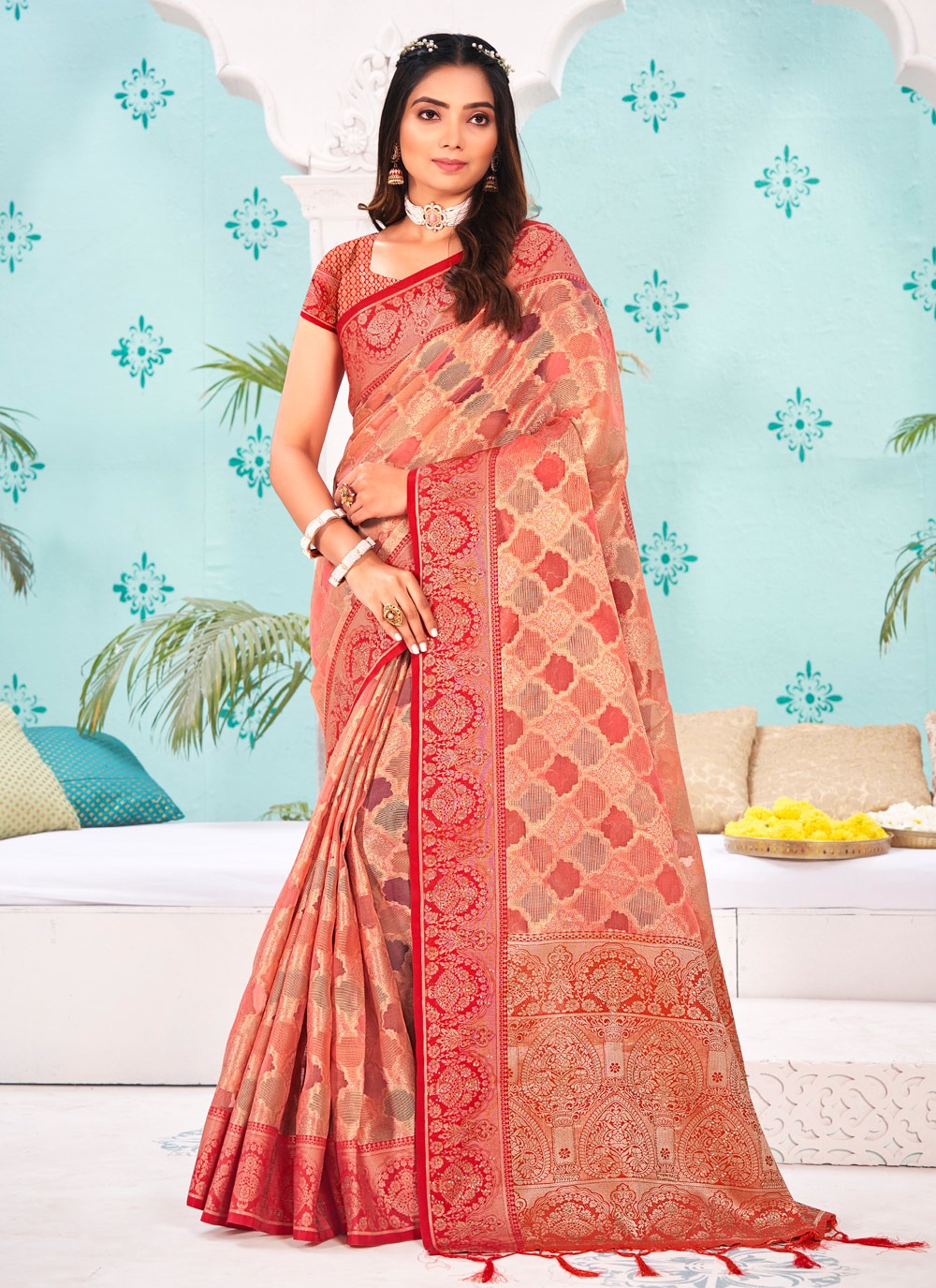 sangam print shanti organza new and modern style saree catalog