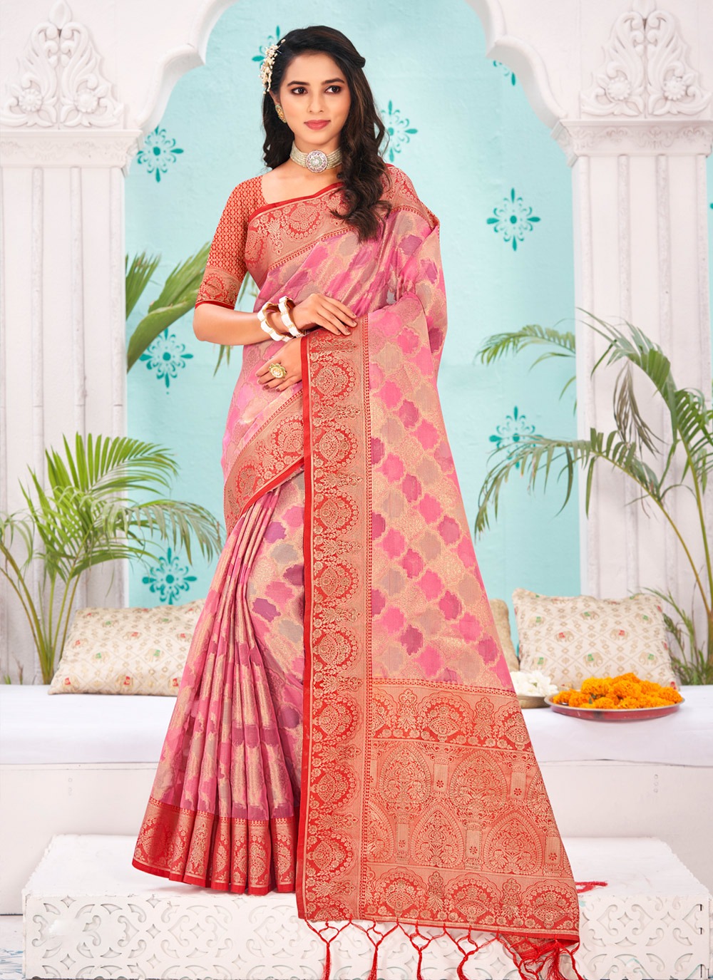 sangam print shanti organza new and modern style saree catalog