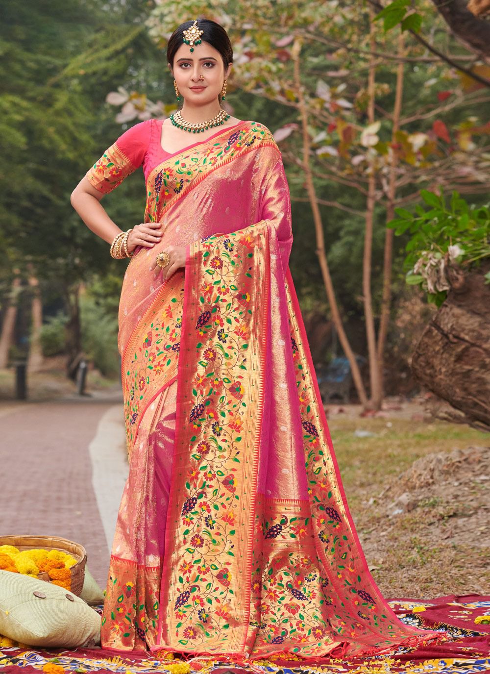 sangam print sonpari Paithani Silk elegant look saree catalog