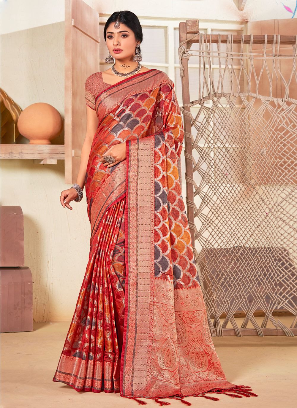 sangam print surtaal organza gorgeous look saree catalog