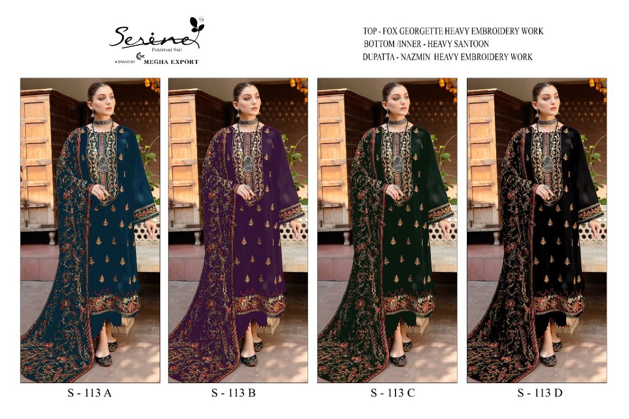 serine Megha Exports D NO S 113 A to D georgetteelegant look salwar suit catalog