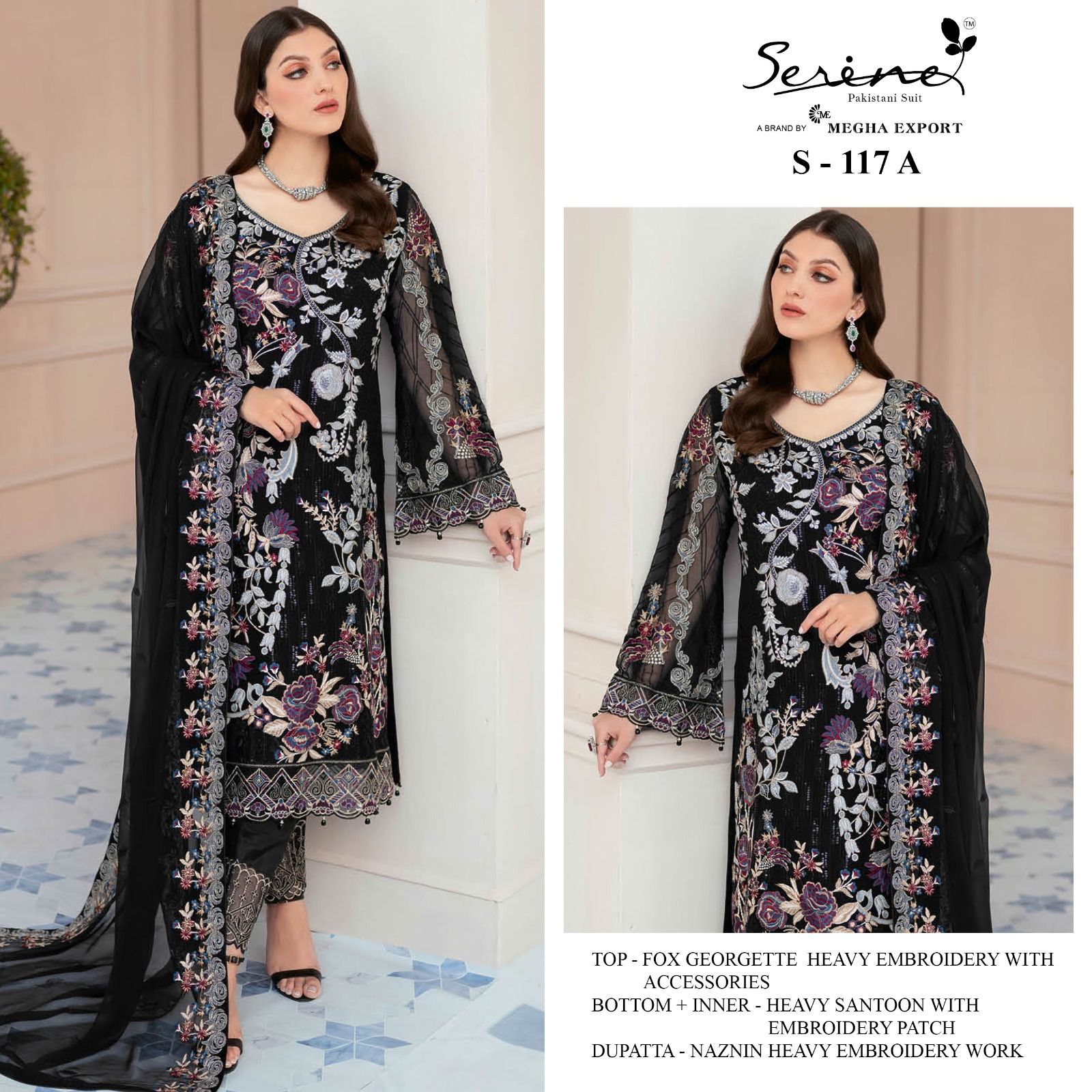 serine Megha Exports serine d no s 117 georgette regal look salwar suit single