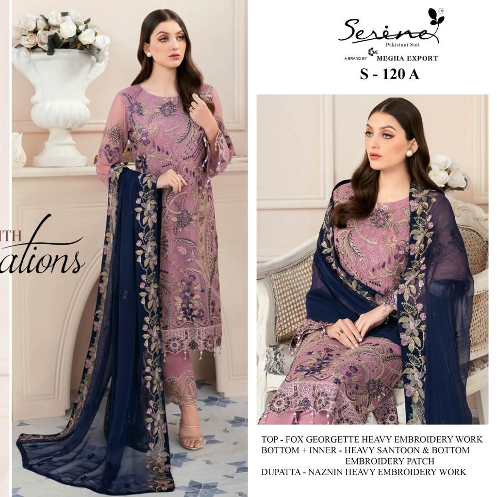 serine Megha Exports serine s 120 georgette decent look salwar suit single