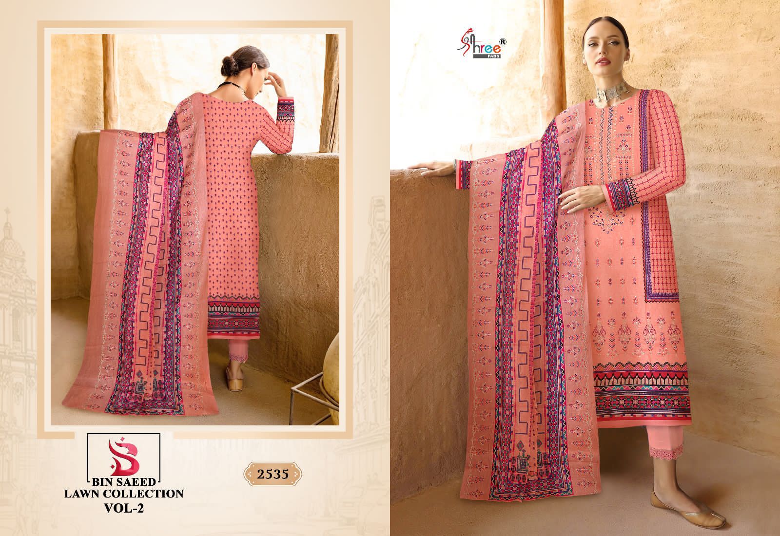 shree fabs bin saeed lawn collection vol 2 lawn decent embrodery look salwar suit catalog