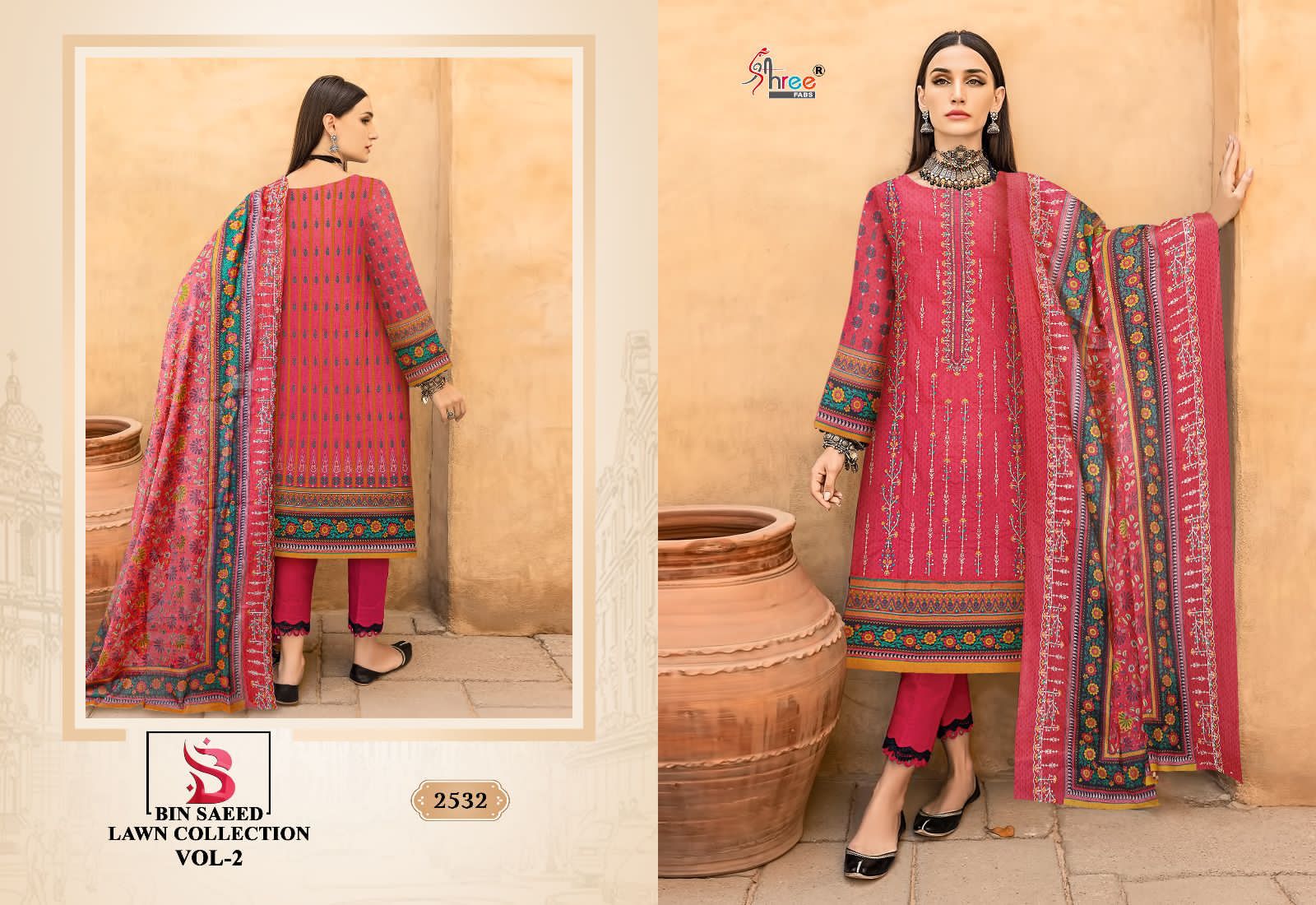 shree fabs bin saeed lawn collection vol 2 lawn decent embrodery look salwar suit catalog