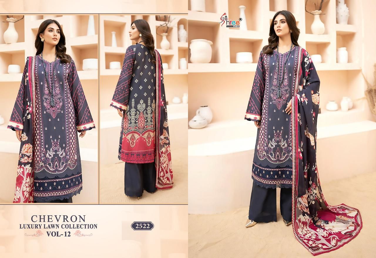 shree fabs chevron luxury lawn collection vol 12 lawn cotton elegant look salwar suit with cotton dupatta catalog