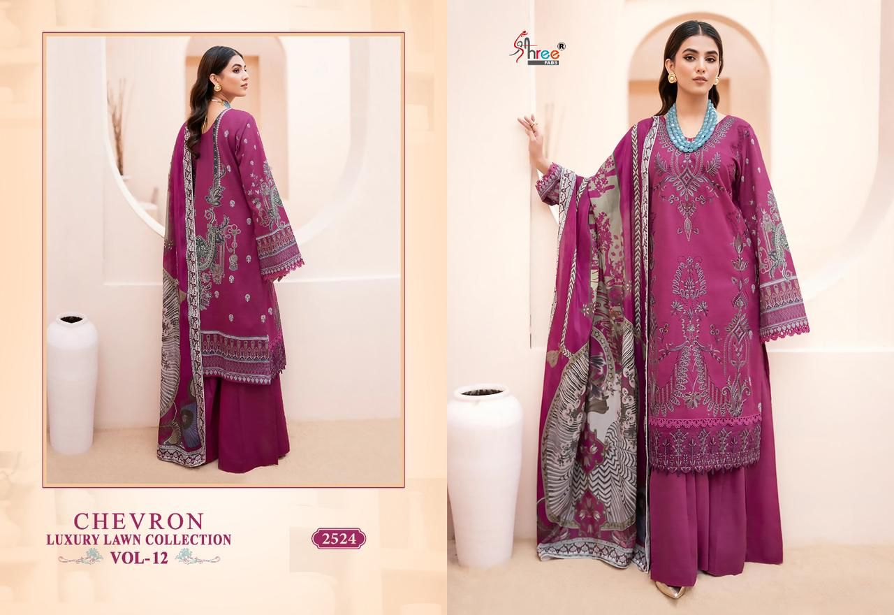 shree fabs chevron luxury lawn collection vol 12 lawn cotton elegant look salwar suit with cotton dupatta catalog