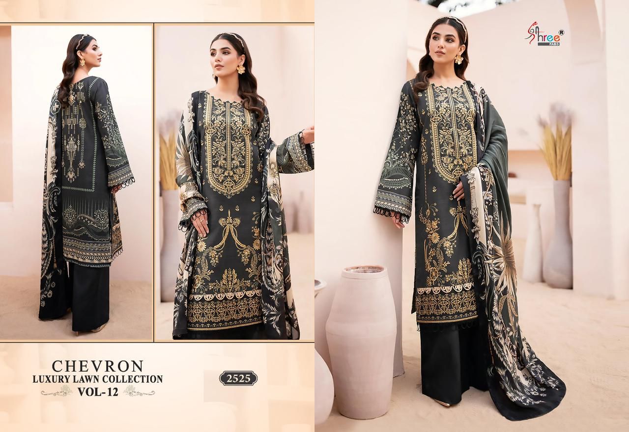 shree fabs chevron luxury lawn collection vol 12 lawn cotton elegant look salwar suit with cotton dupatta catalog