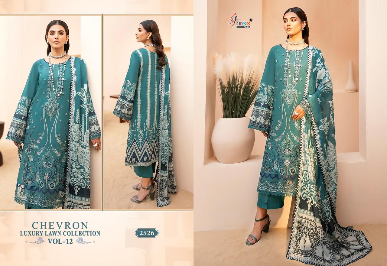 shree fabs chevron luxury lawn collection vol 12 lawn cotton elegant look salwar suit with cotton dupatta catalog