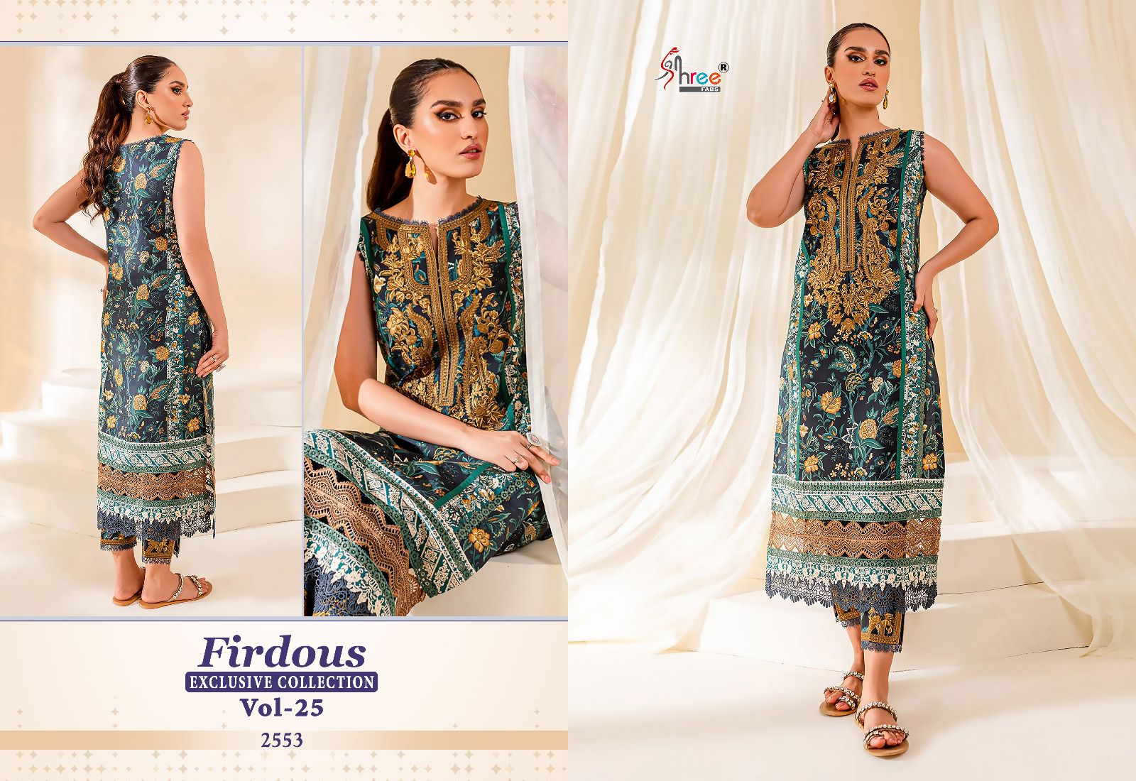 shree fabs firdous exclusive collection vol 25 cotton decent look salwar suit with siffon dupatta catalog