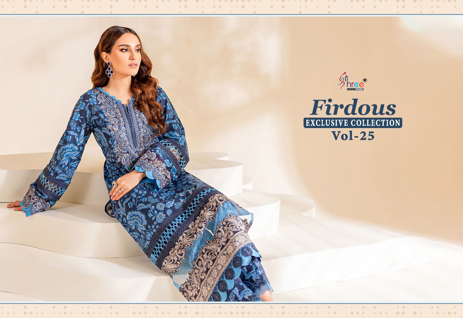 shree fabs firdous exclusive collection vol 25 cotton decent look salwar suit with siffon dupatta catalog