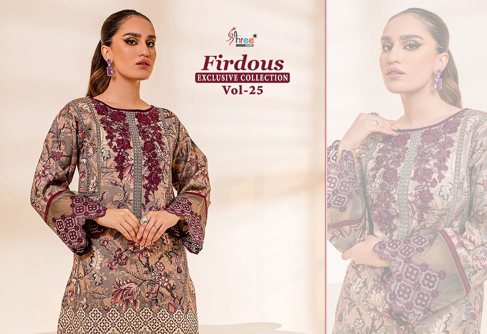 shree fabs firdous exclusive collection vol 25 cotton decent look salwar suit with siffon dupatta catalog