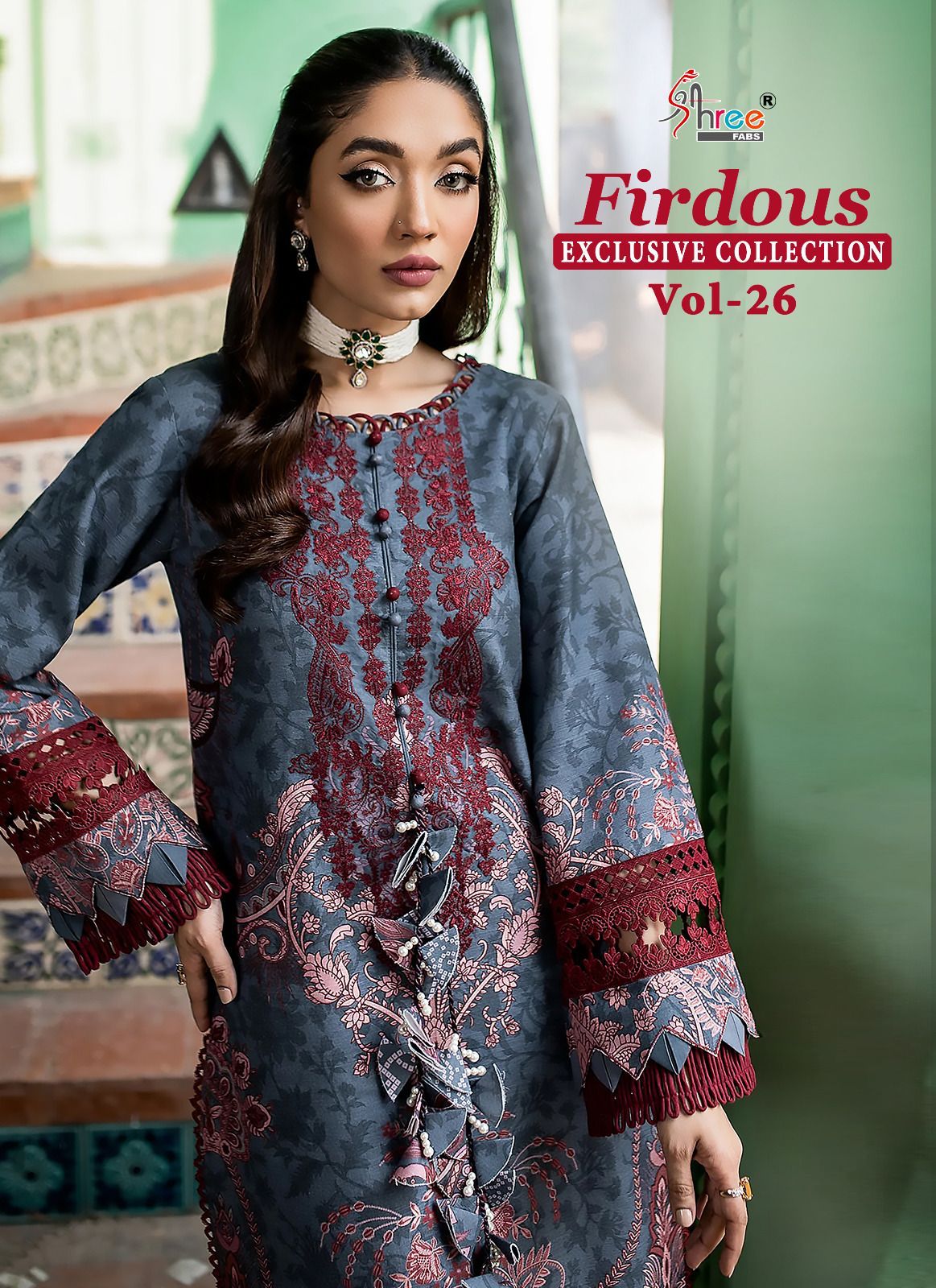 shree fabs firdous exclusive collection vol 26 cotton decent look salwar suit with siffon dupatta catalog