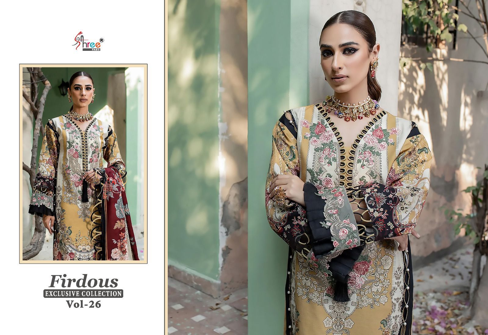 shree fabs firdous exclusive collection vol 26 cotton decent look salwar suit with siffon dupatta catalog