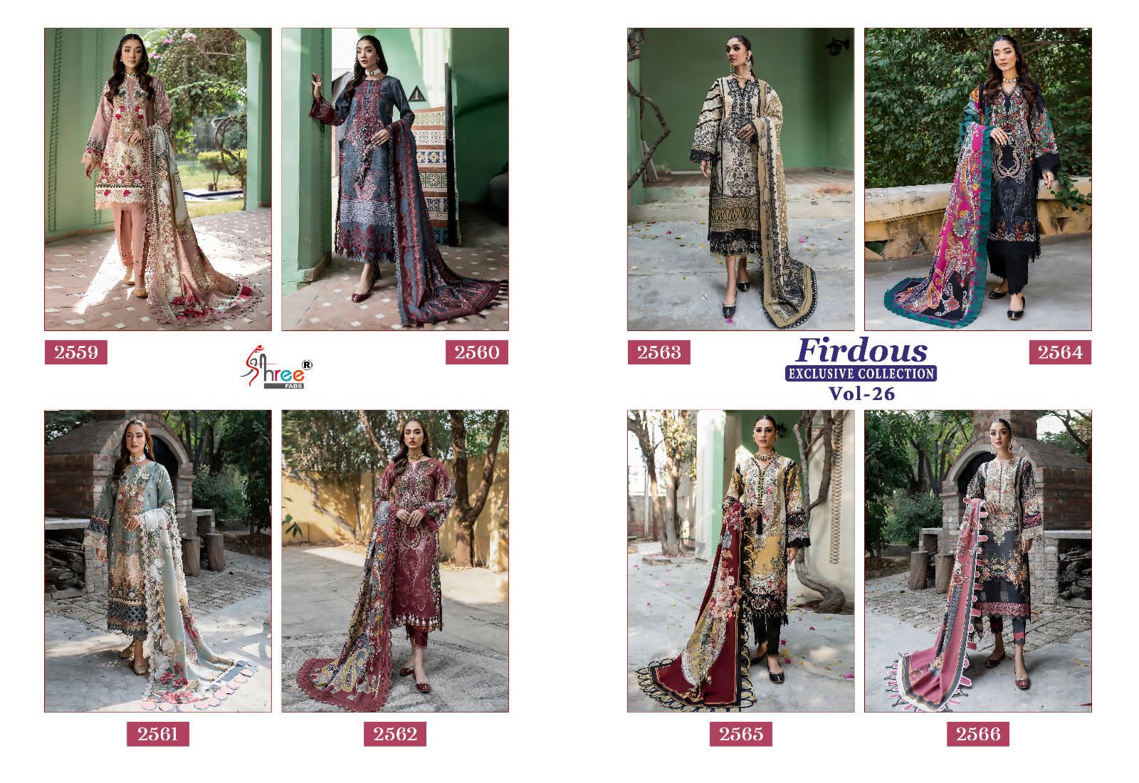 shree fabs firdous exclusive collection vol 26 cotton decent look salwar suit with siffon dupatta catalog