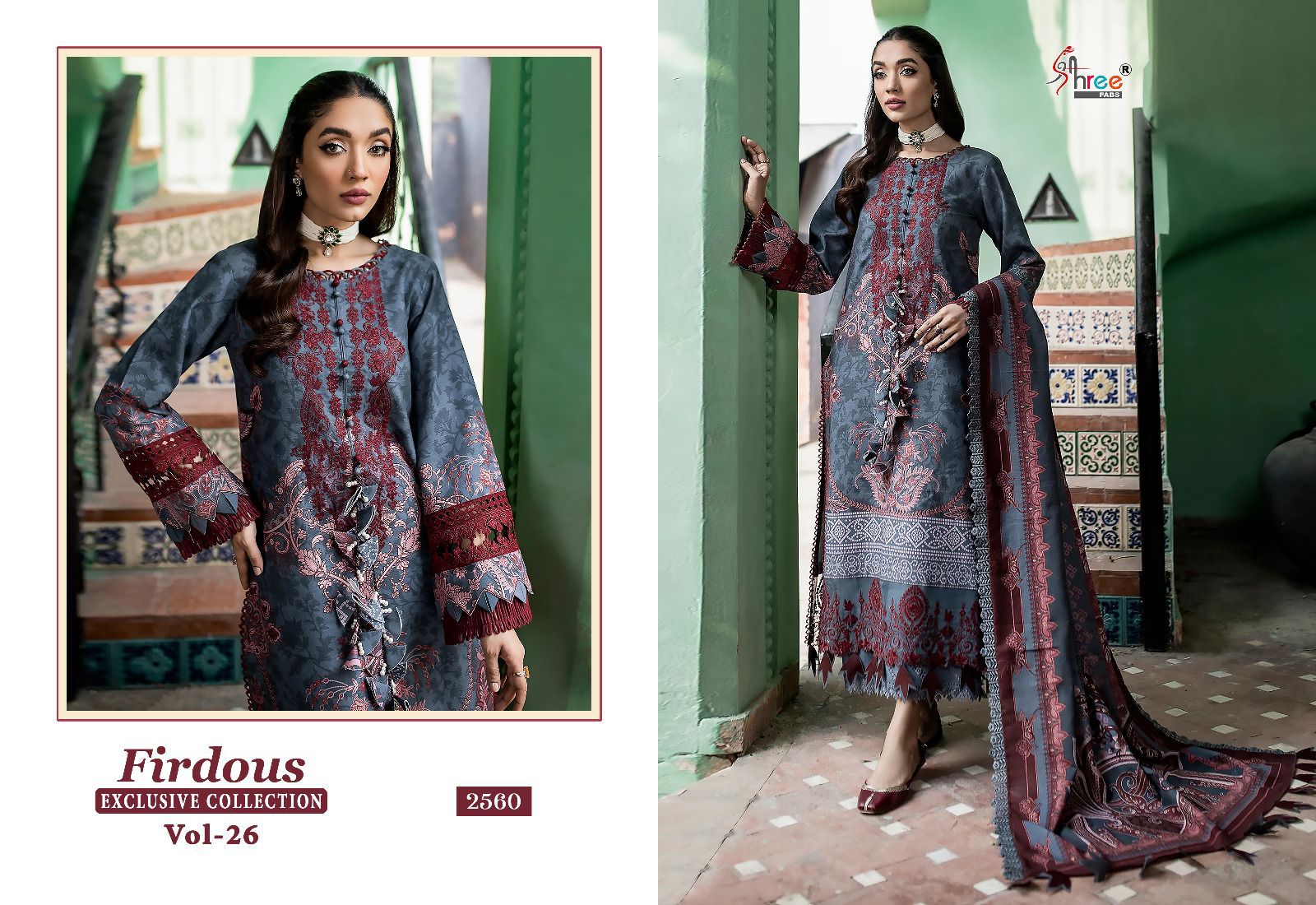 shree fabs firdous exclusive collection vol 26 cotton decent look salwar suit with siffon dupatta catalog