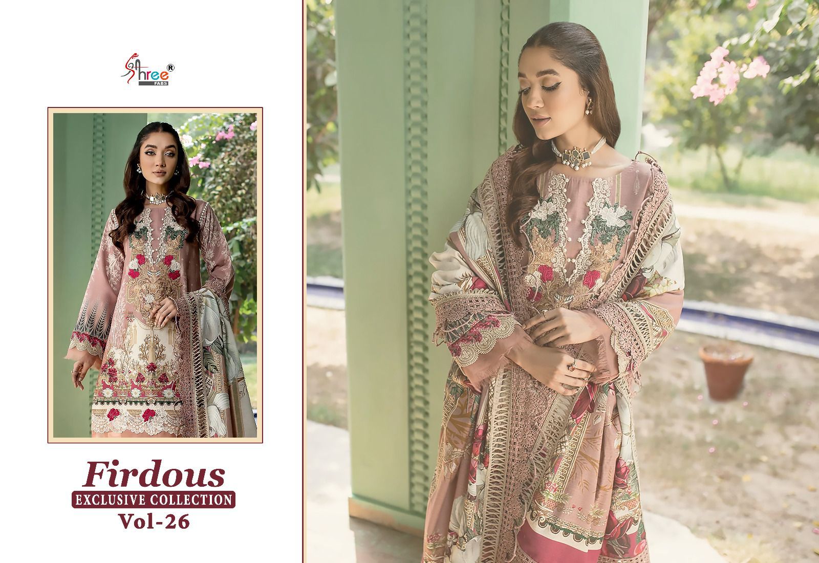 shree fabs firdous exclusive collection vol 26 cotton decent look salwar suit with siffon dupatta catalog