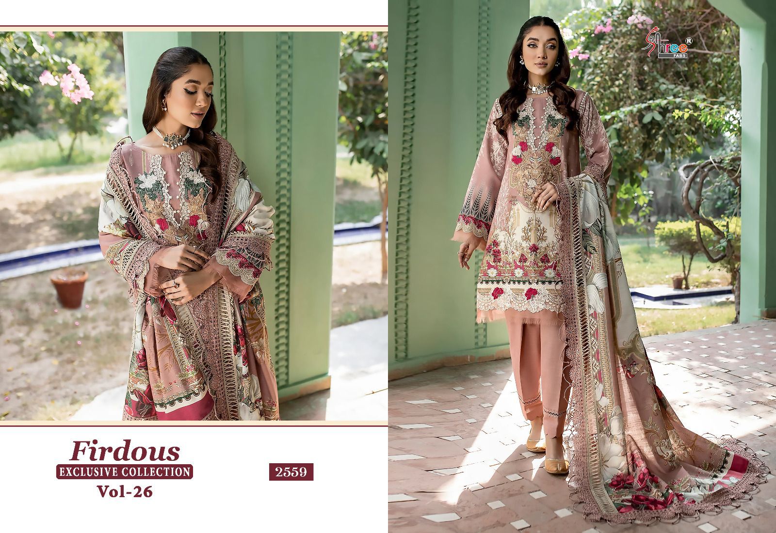 shree fabs firdous exclusive collection vol 26 cotton decent look salwar suit with siffon dupatta catalog