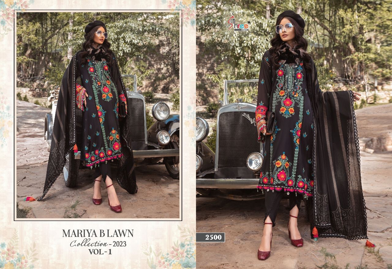 shree fabs maria b Lawn collection 2023 vol 1 cotton regal look salwar suit with chiffon dupatta catalog