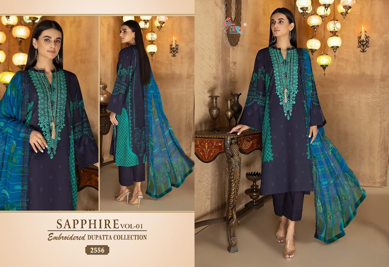 shree fabs shapphire embroidered dupatta collection vol 1 cotton elegant look salwar suit with cotton dupatta catalog