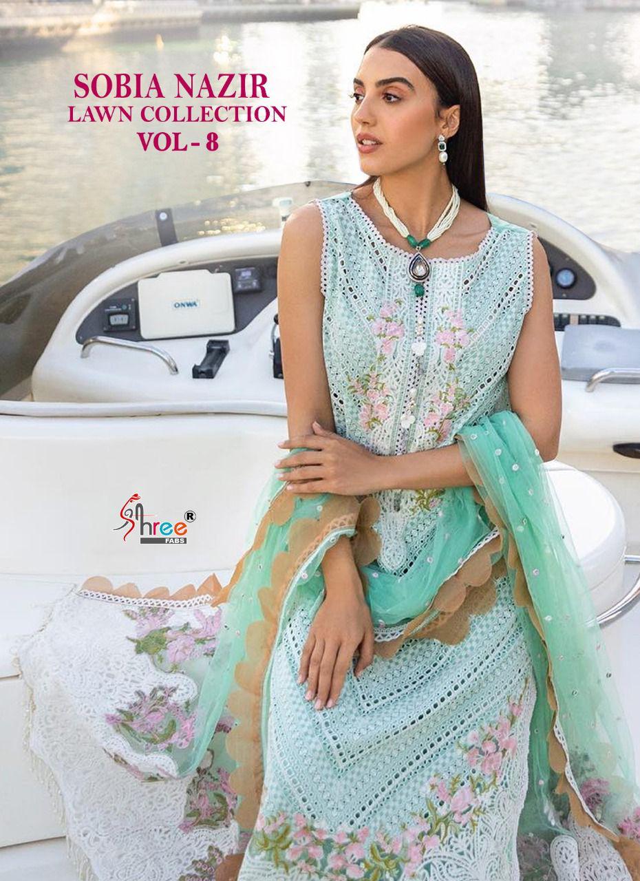 shree fabs sobia nazir lawn collection vol 8 cotton elegant print salwar suit catalog