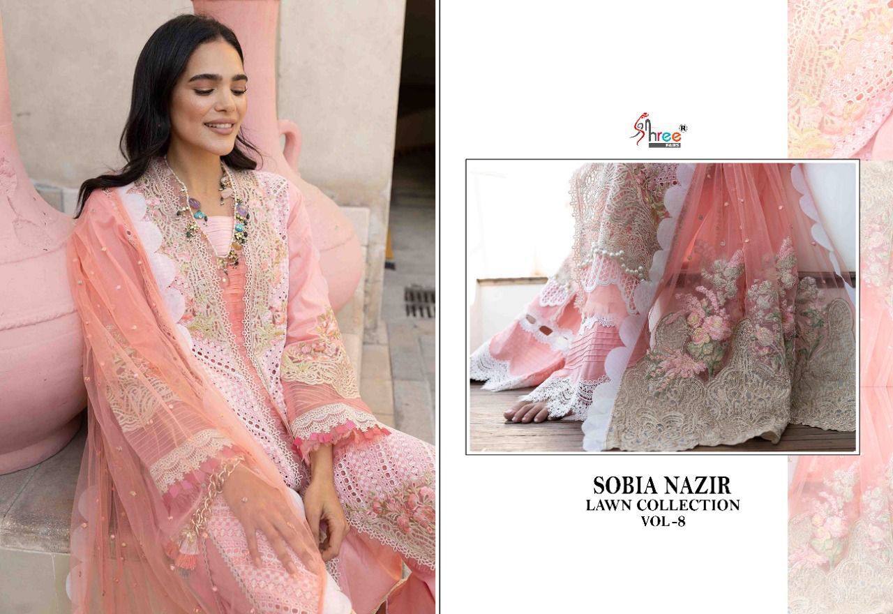 shree fabs sobia nazir lawn collection vol 8 cotton elegant print salwar suit catalog