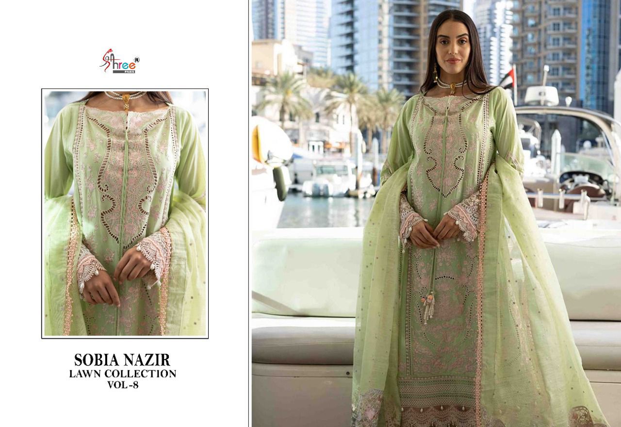 shree fabs sobia nazir lawn collection vol 8 cotton elegant print salwar suit catalog