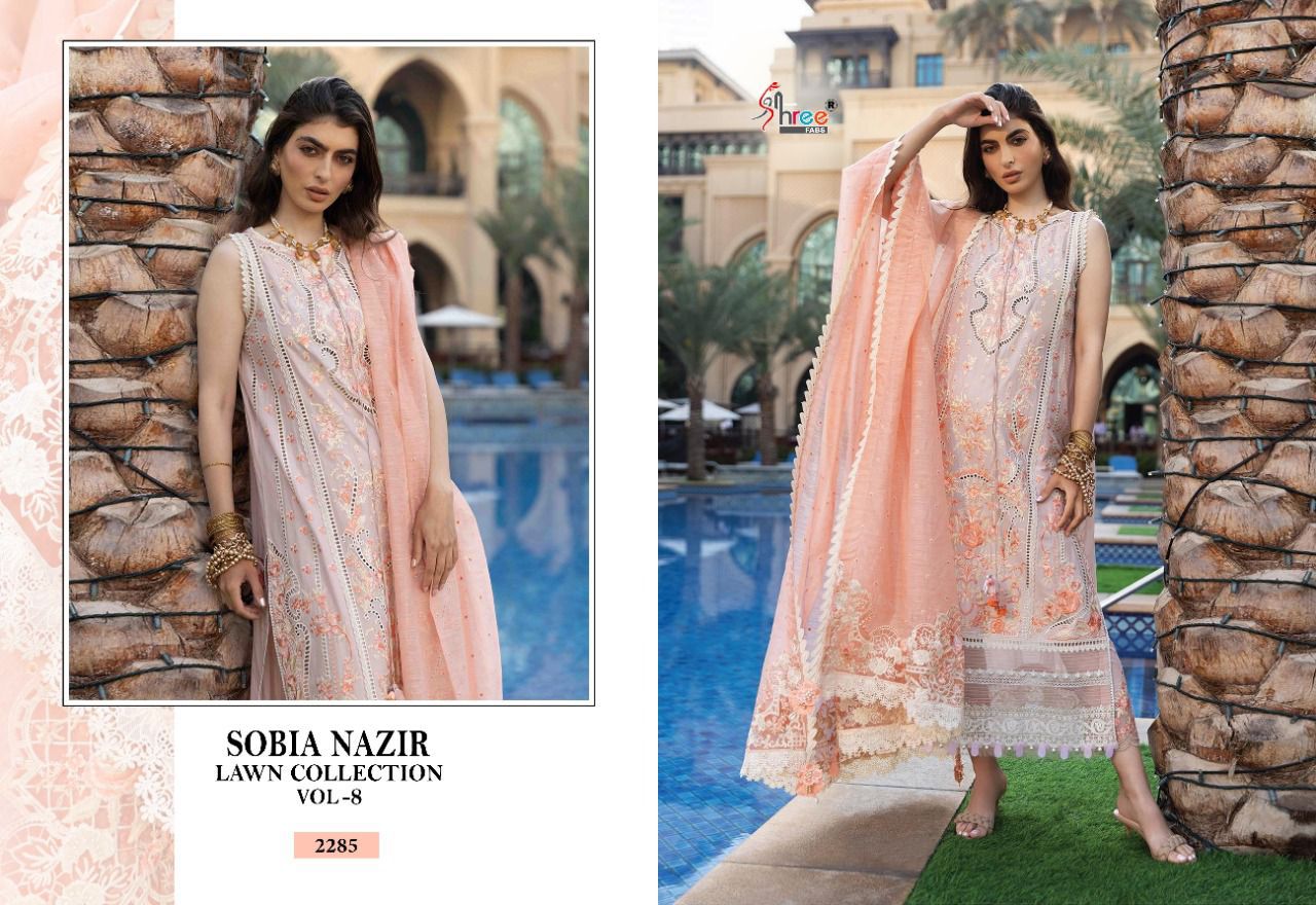 shree fabs sobia nazir lawn collection vol 8 cotton elegant print salwar suit catalog