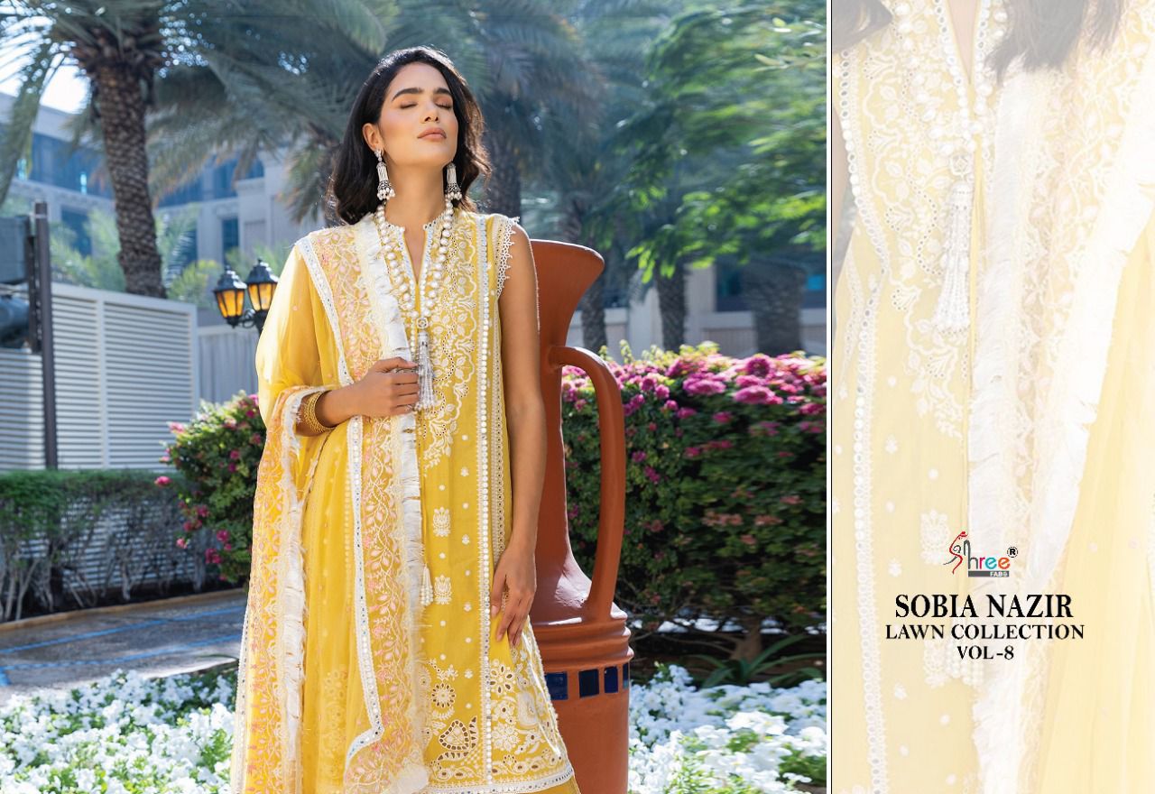 shree fabs sobia nazir lawn collection vol 8 cotton elegant print salwar suit catalog