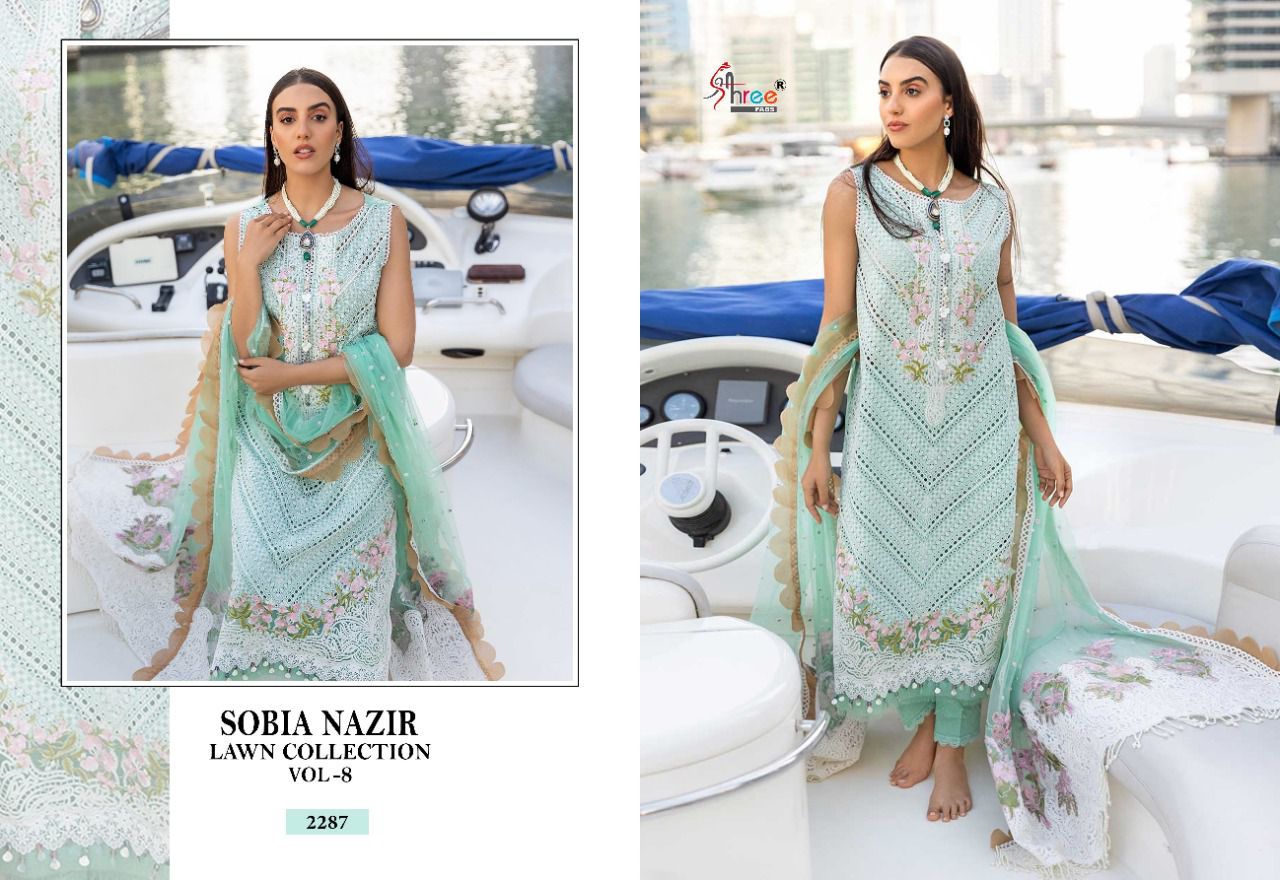 shree fabs sobia nazir lawn collection vol 8 cotton elegant print salwar suit catalog