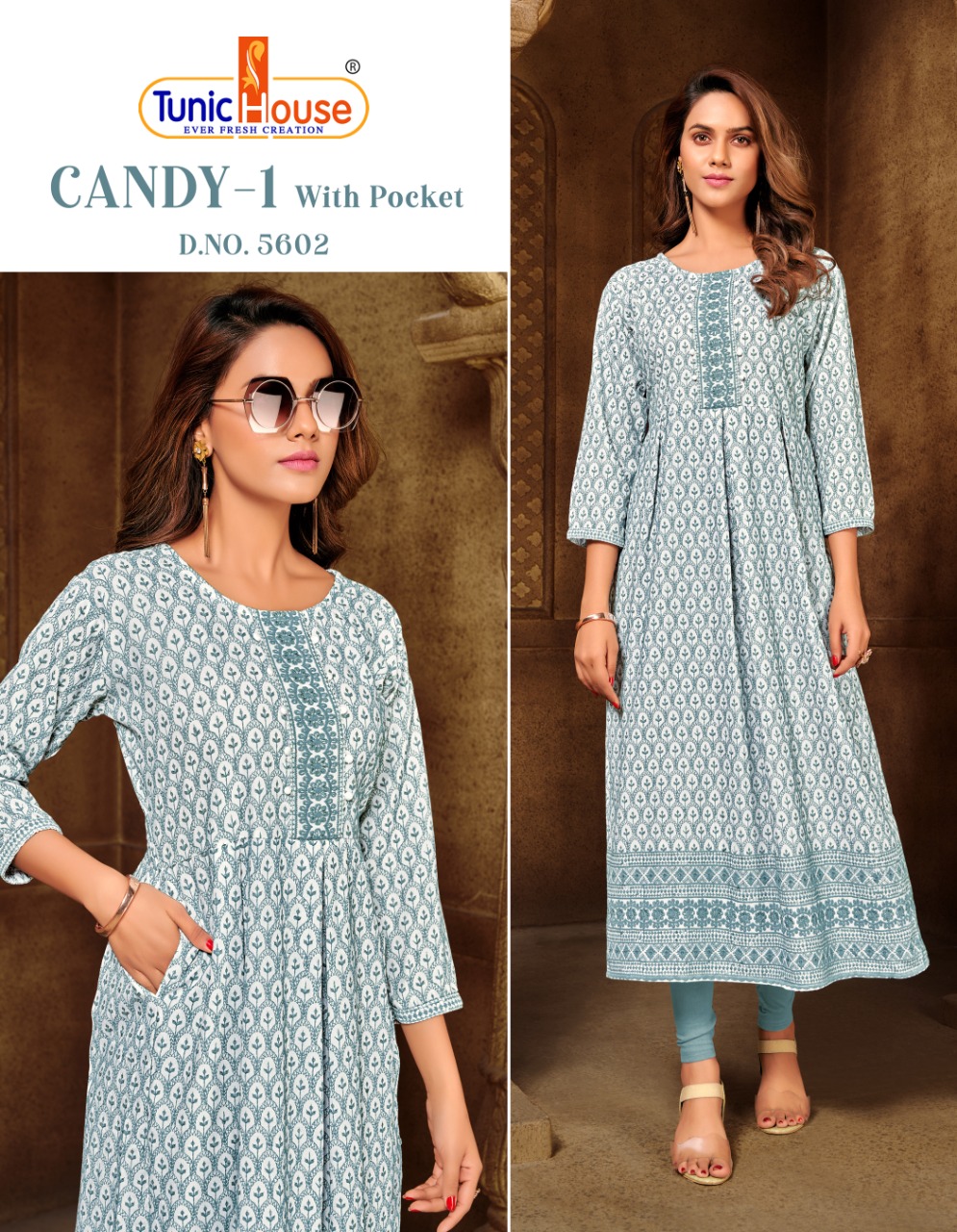 tunic house candy 1 viscose rayon decent embrodiry look kurti size set