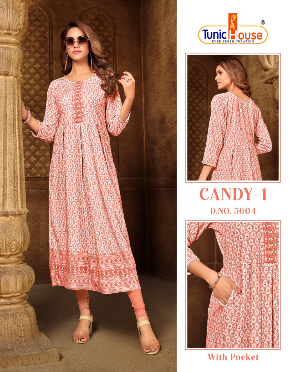 tunic house candy 1 viscose rayon decent embrodiry look kurti size set