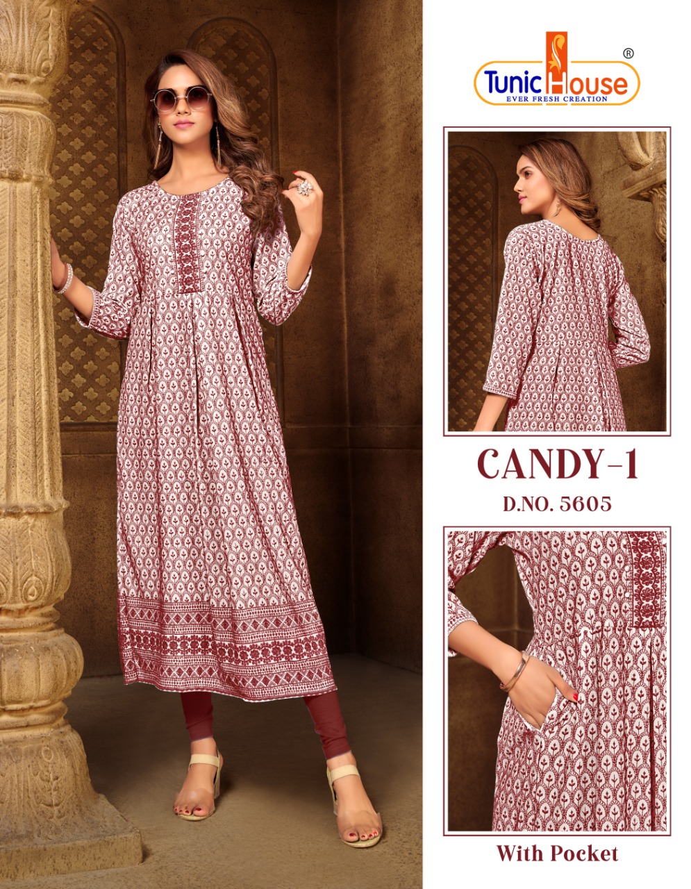 tunic house candy 1 viscose rayon decent embrodiry look kurti size set