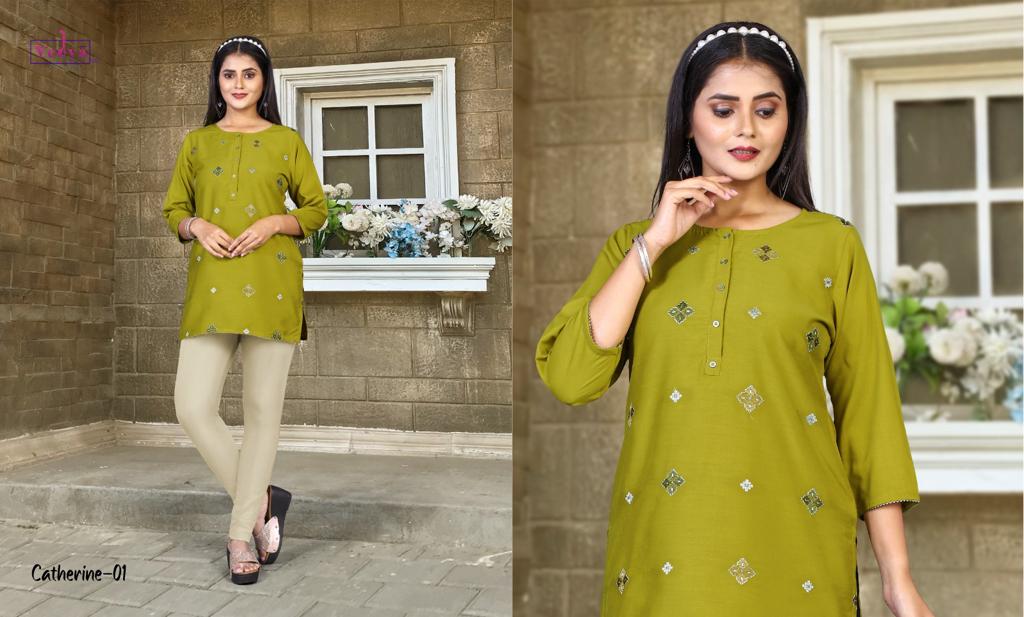 Vedya catherine chinon silk elegant look kurti catalog