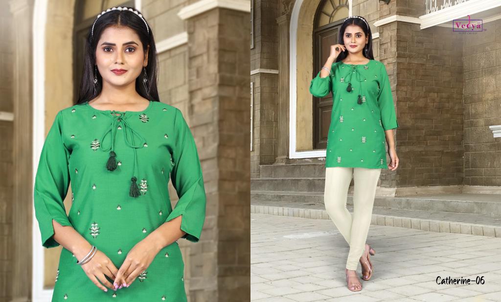 Vedya catherine chinon silk elegant look kurti catalog