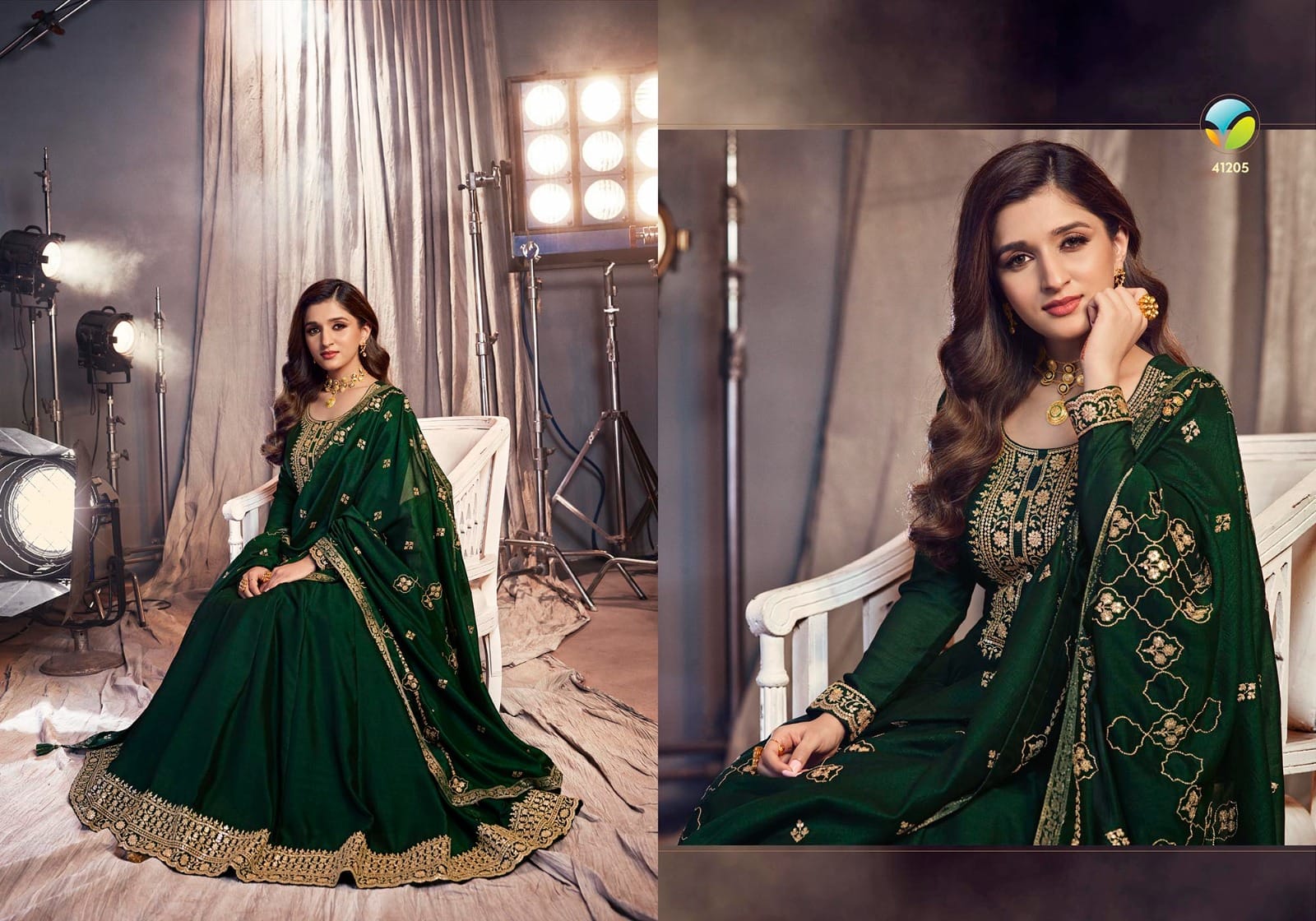 vinay fashion tumbaa apsara silk festive look gown with dupatta catalog