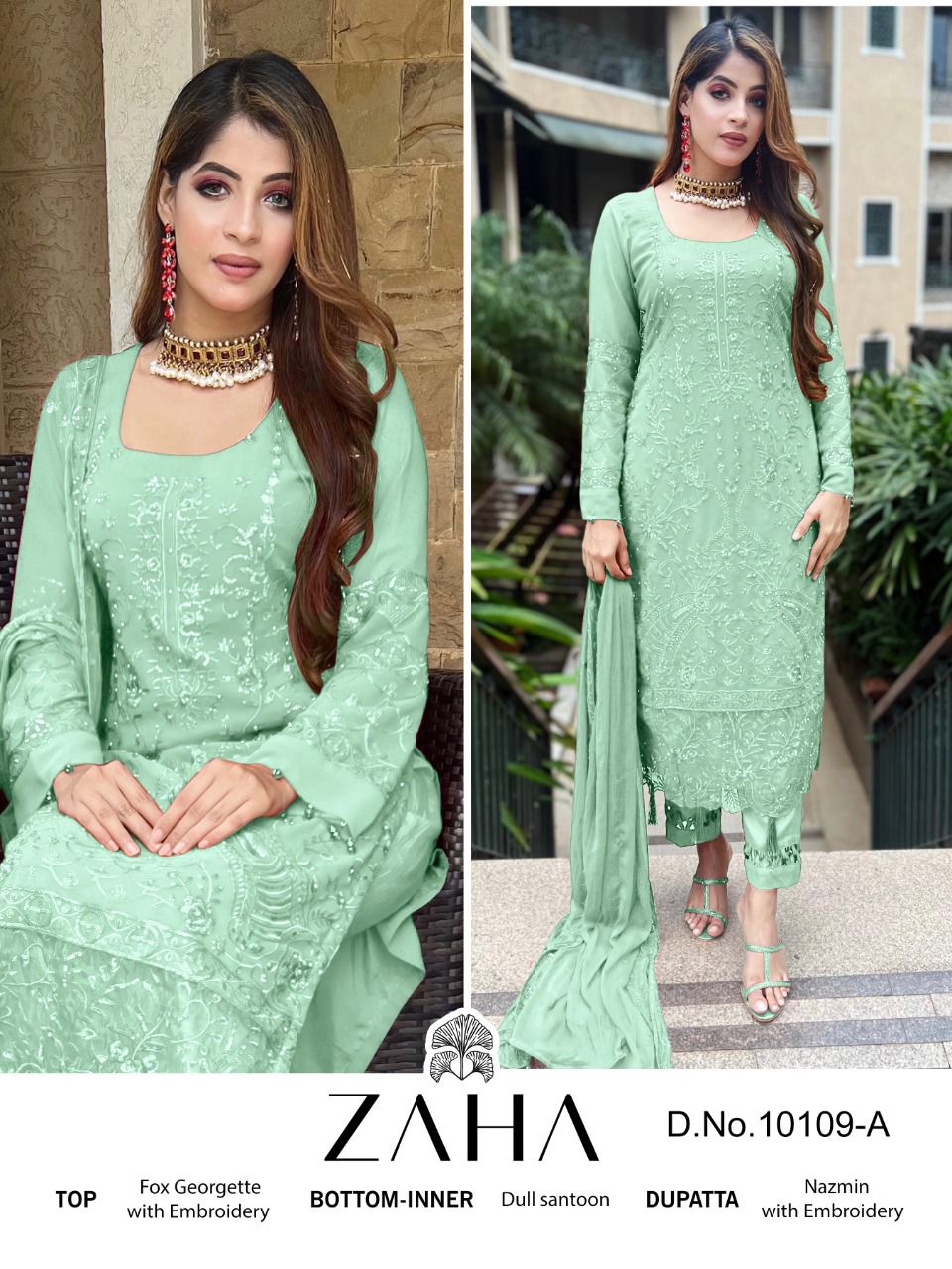 zaha saadia vol 1 d no 10109 a b c d georgtte catchy look salwar suit catalog