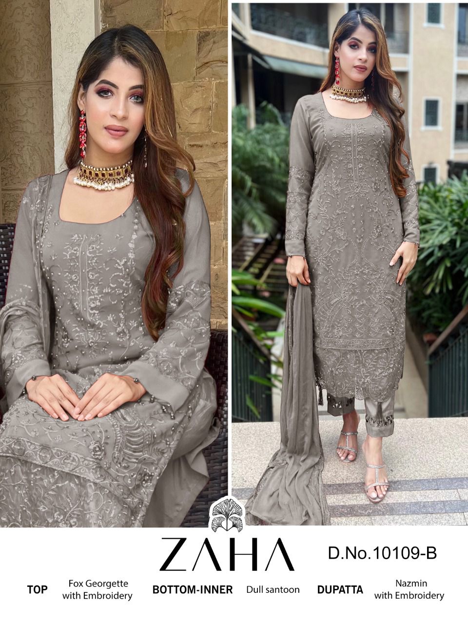 zaha saadia vol 1 d no 10109 a b c d georgtte catchy look salwar suit catalog