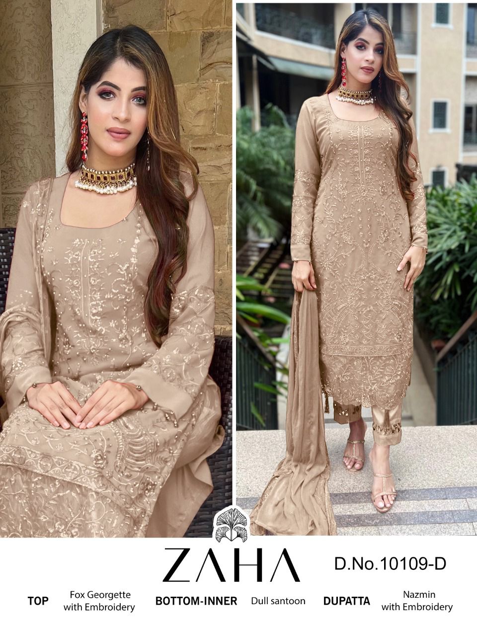 zaha saadia vol 1 d no 10109 a b c d georgtte catchy look salwar suit catalog