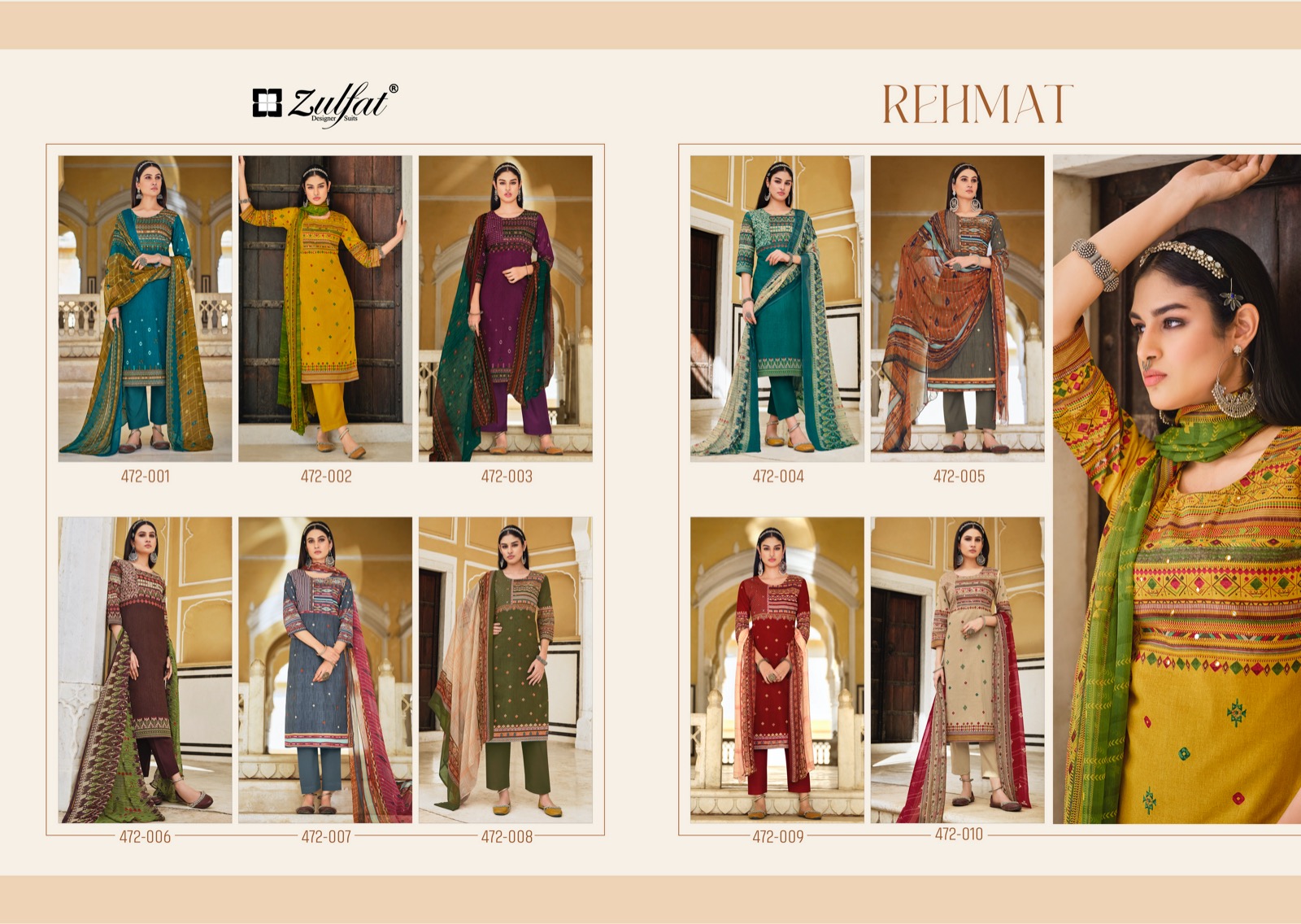 zulfat designer suit rehmat cotton graceful look salwar suit catalog