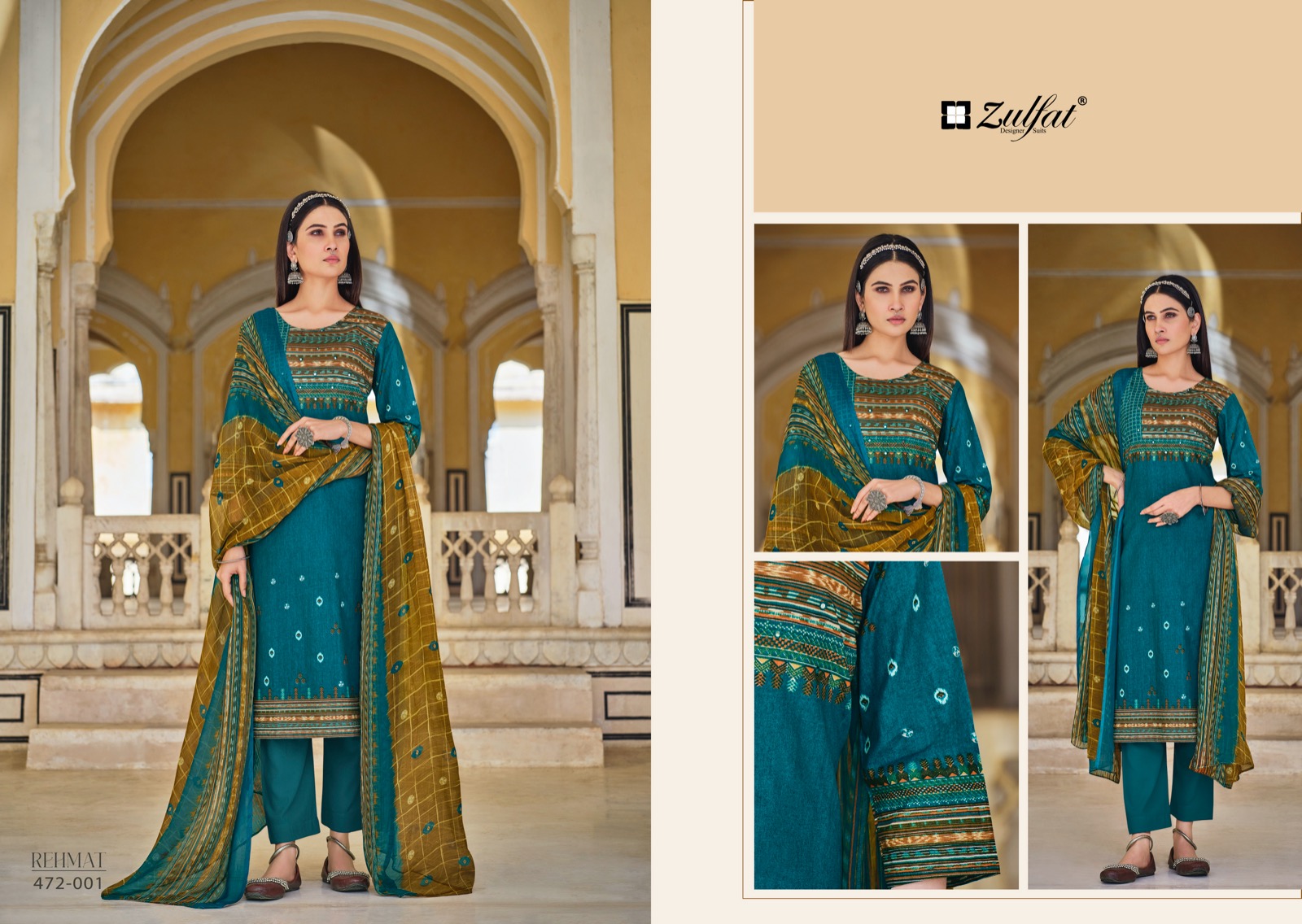 zulfat designer suit rehmat cotton graceful look salwar suit catalog