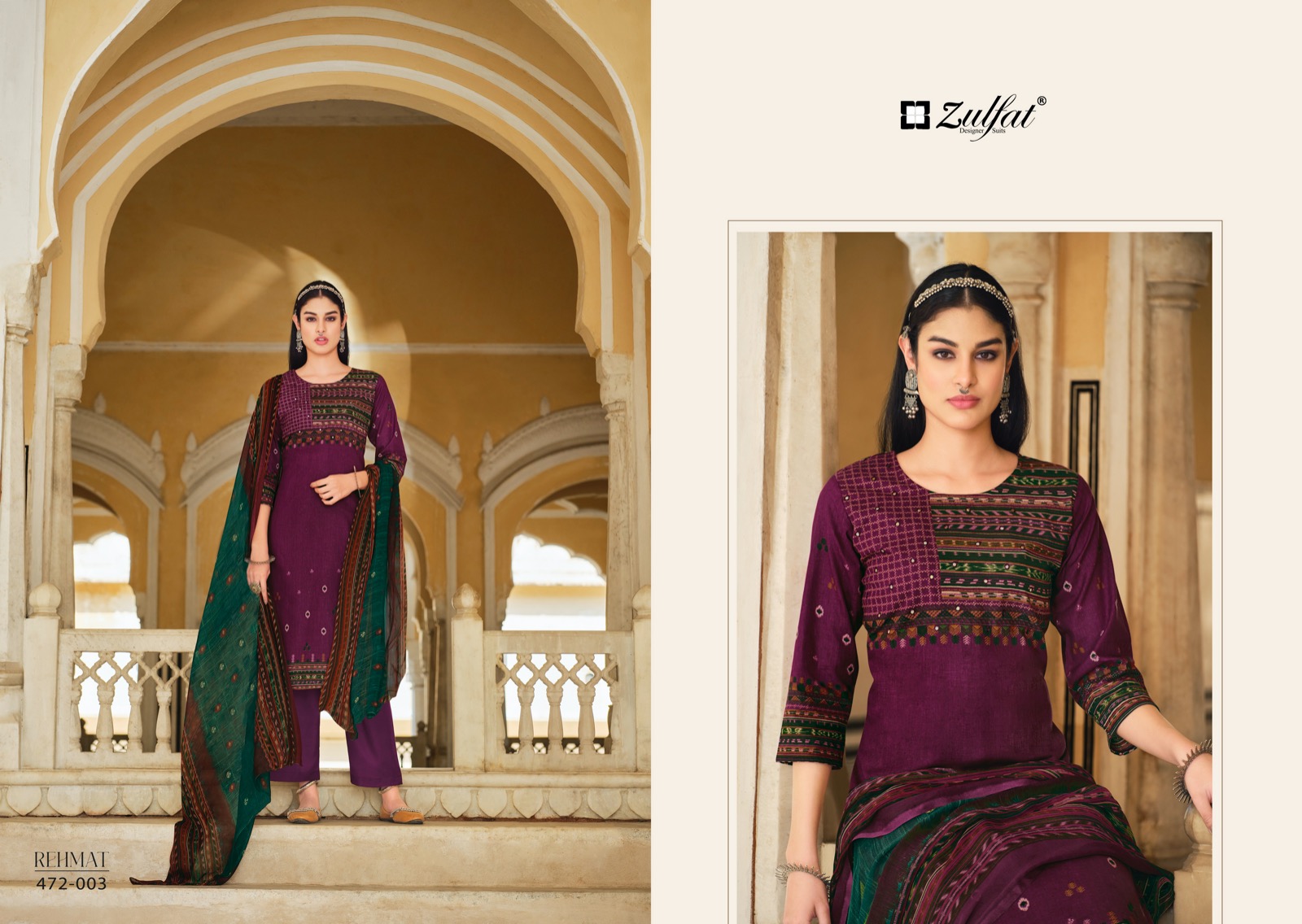 zulfat designer suit rehmat cotton graceful look salwar suit catalog