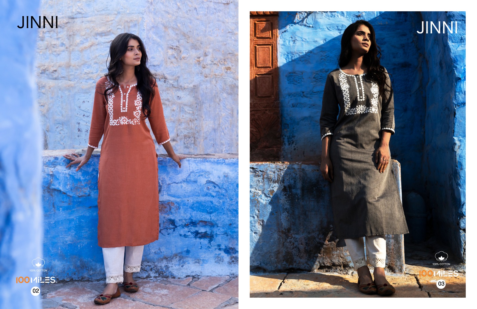 100 miles jinni cotton new and moden look kurti catalog