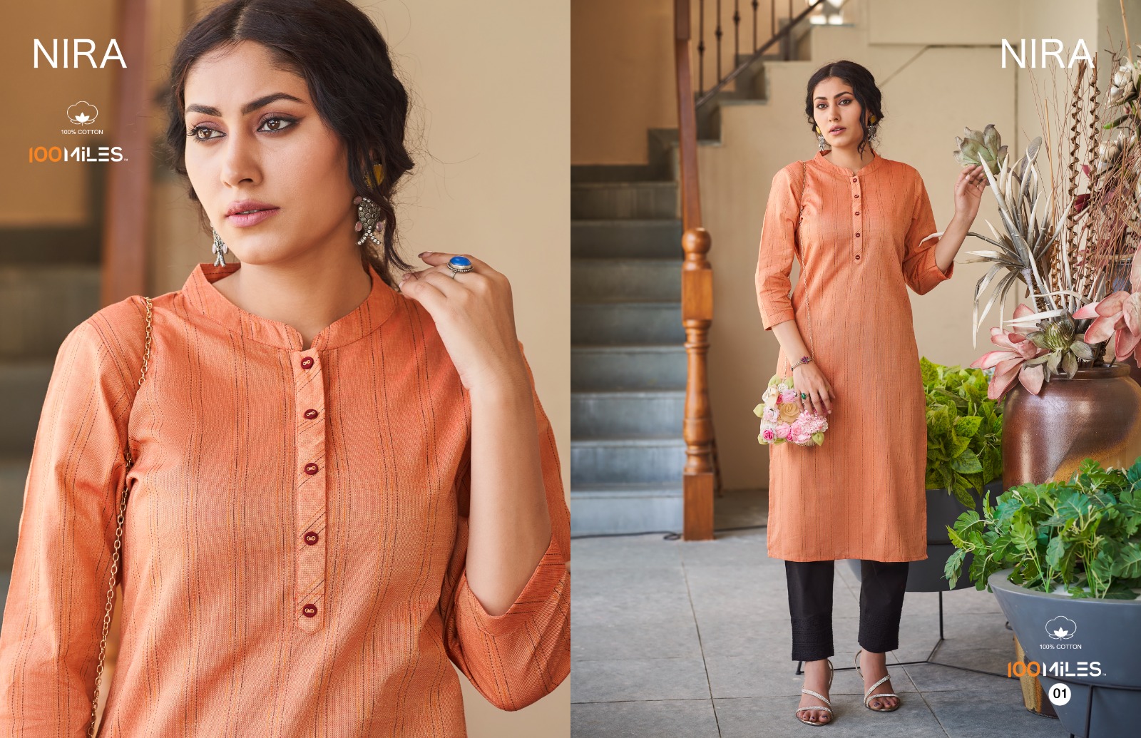 100 miles nira cotton decent look kurti catalog