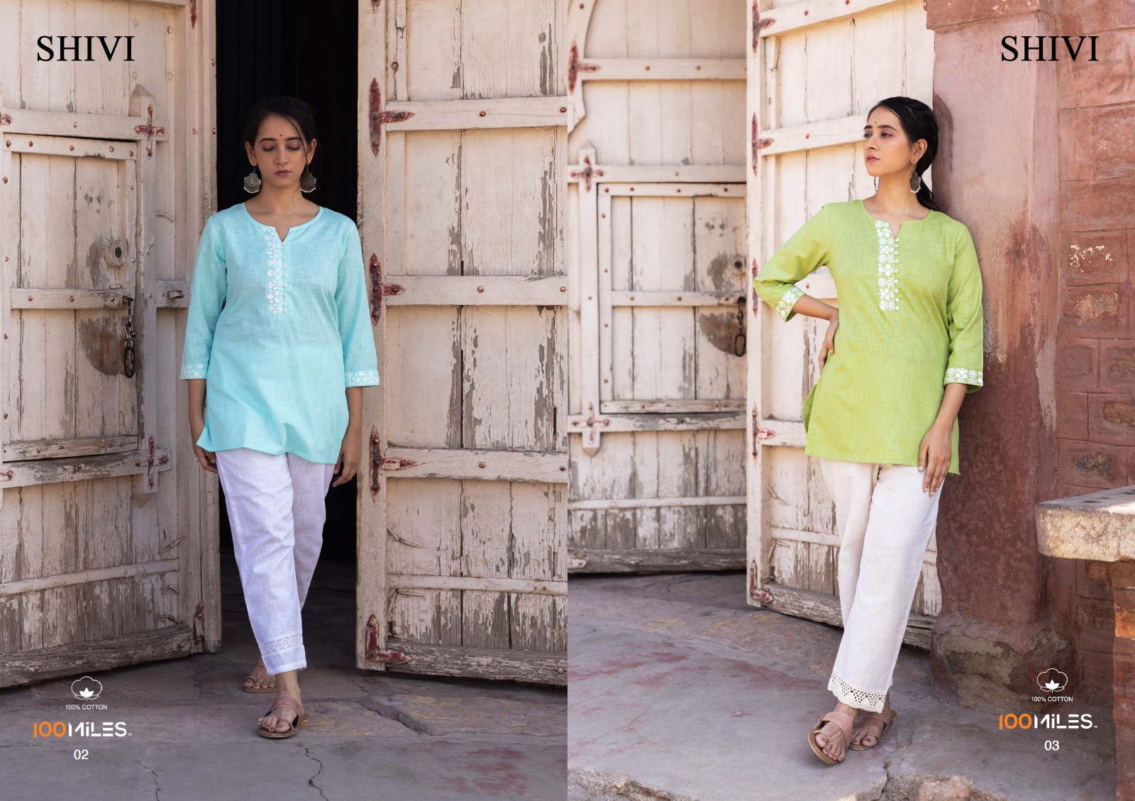 100 miles shivi cotton elegant look kurti catalog