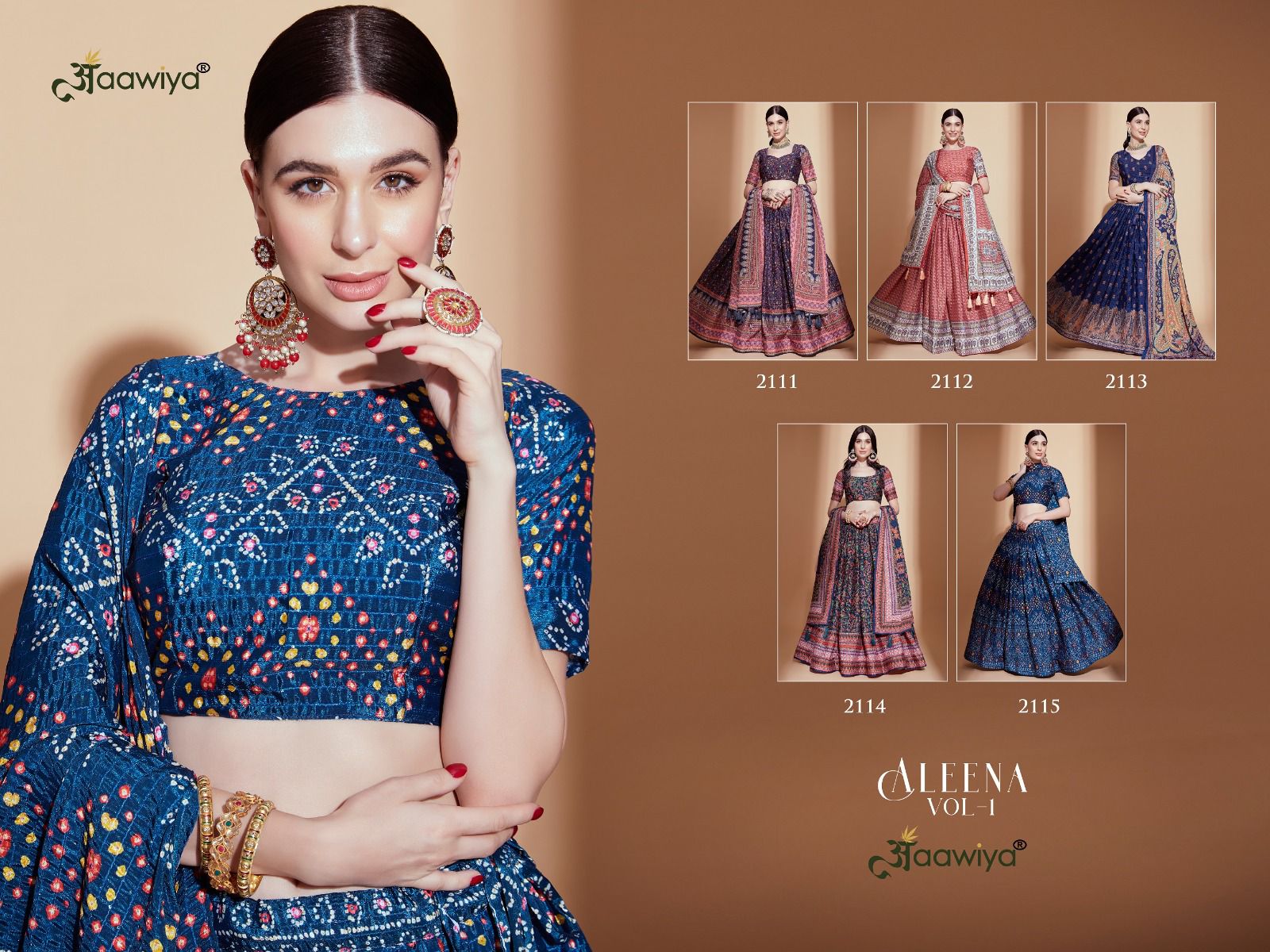 aawiya official aleena vol 1 chinnon festive look lehenga catalog