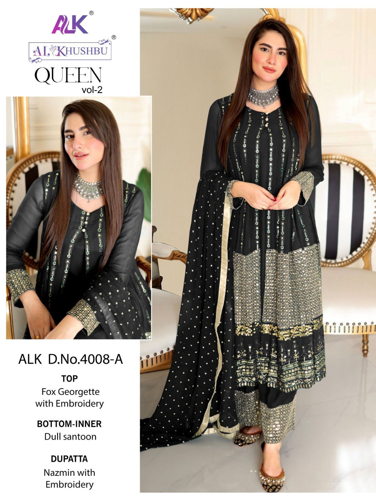 al khushbu alk d no 4008 a b c d georgette attractive look salwar suit catalog