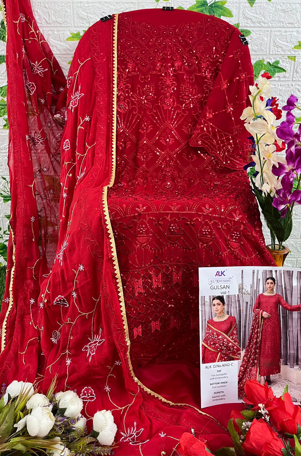 al khushbu gulsan vol 1  d no 4042 a b c d georgette elegant salwar suit catalog